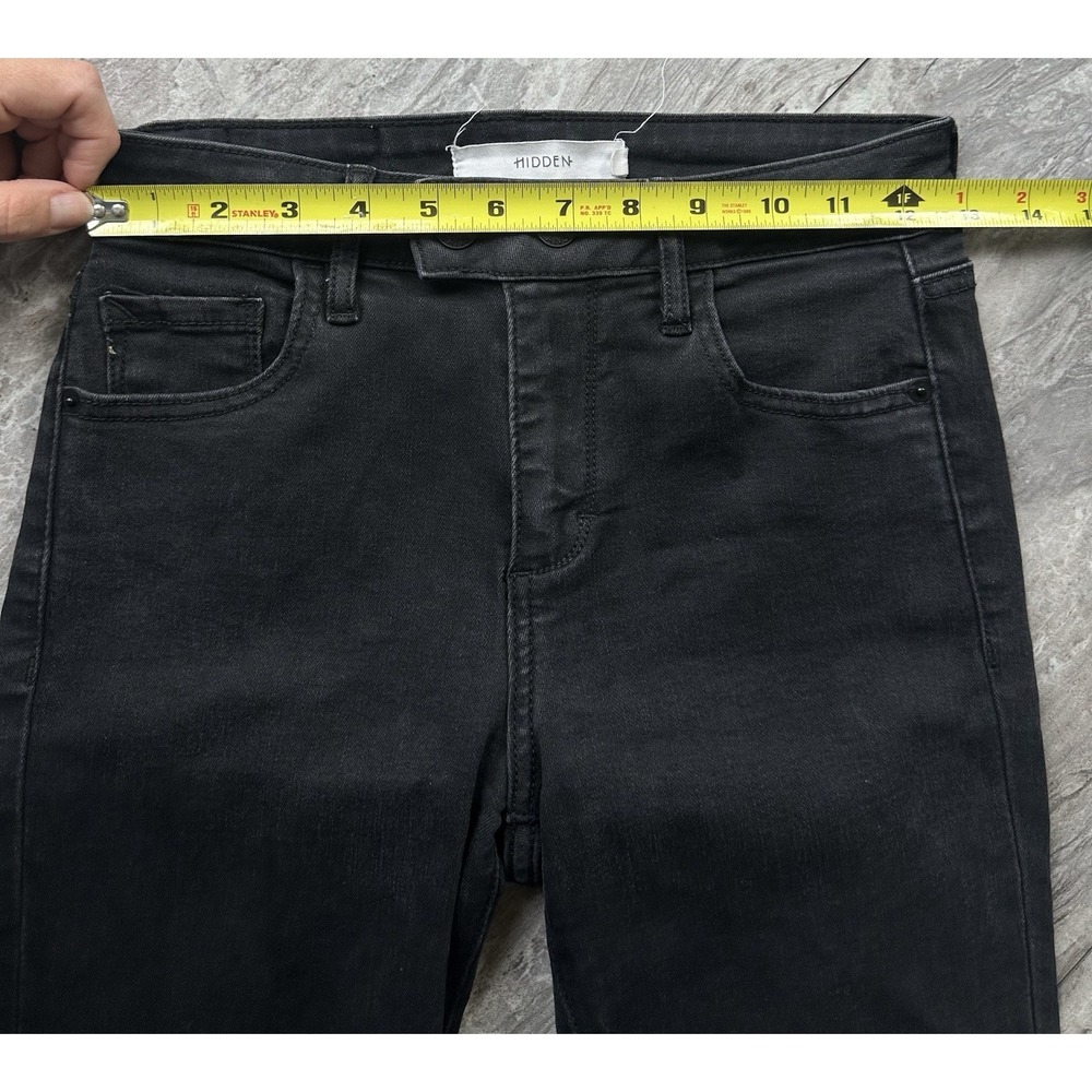 Hidden Jeans Women's 24 Black Skinny Jeans High Rise Zip Ankle Raw Hem 0033 - Picture 6 of 8